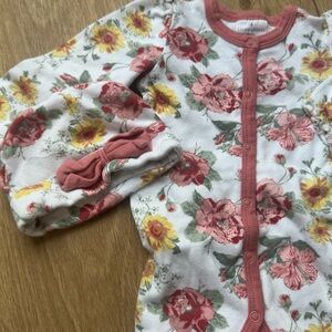 Laura Ashley Baby Floral 6-9M Sleeper with Matching Hat, Matching Set